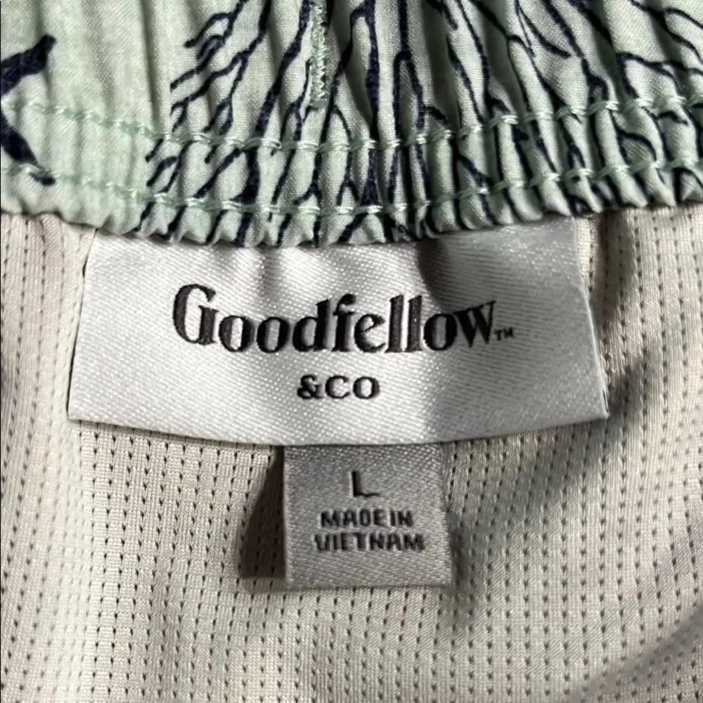 NWT Goodfellow & Co Green Swim Trunks Elastic Waistband Size L